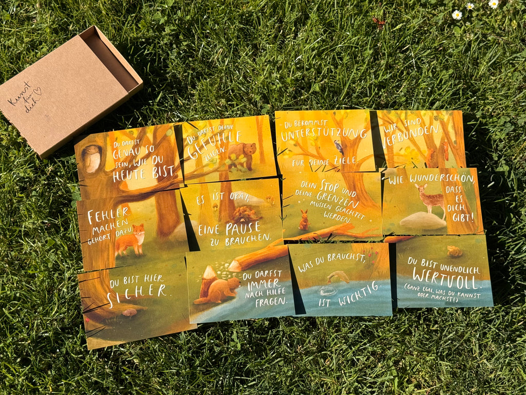 Box „Kunst für dich“ Tierbotschaften | Eine Schachtel mit allen 12 Tierbotschaften - als Geschenkset oder für dich selbst.