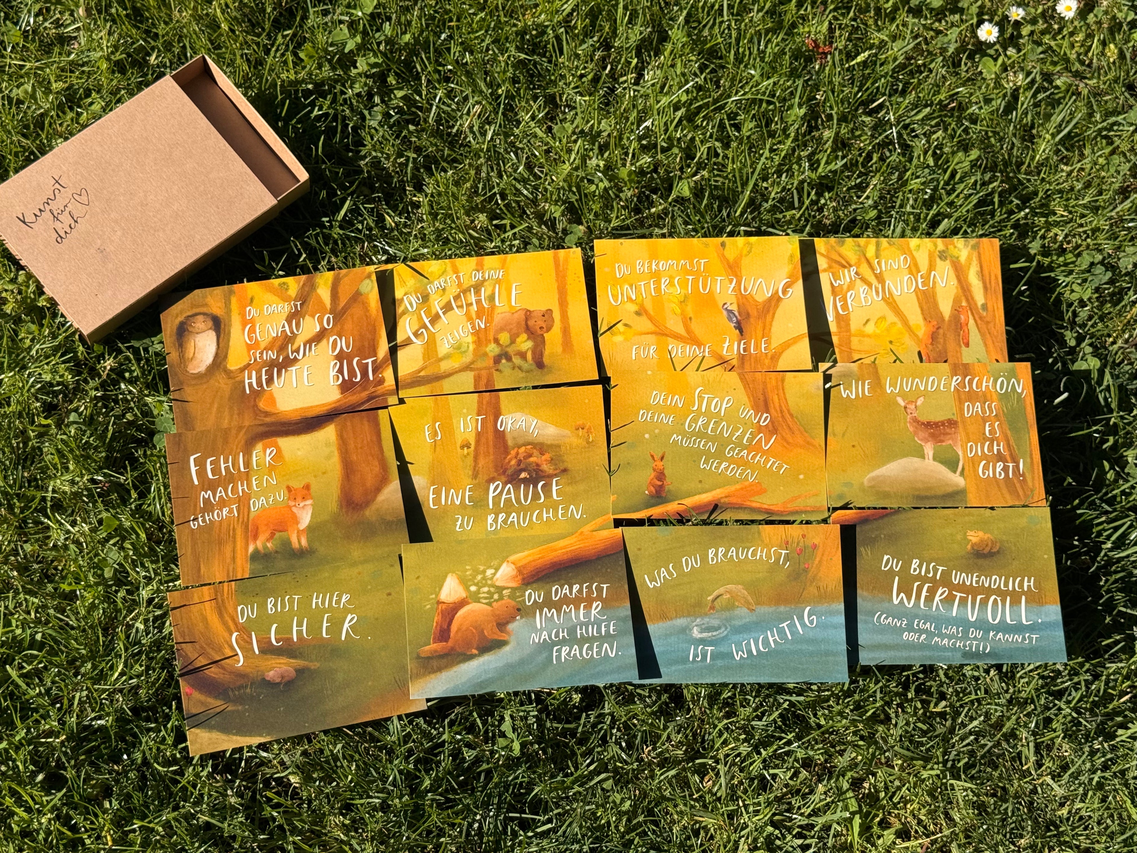 Box „Kunst für dich“ Tierbotschaften | Eine Schachtel mit allen 12 Tierbotschaften - als Geschenkset oder für dich selbst.
