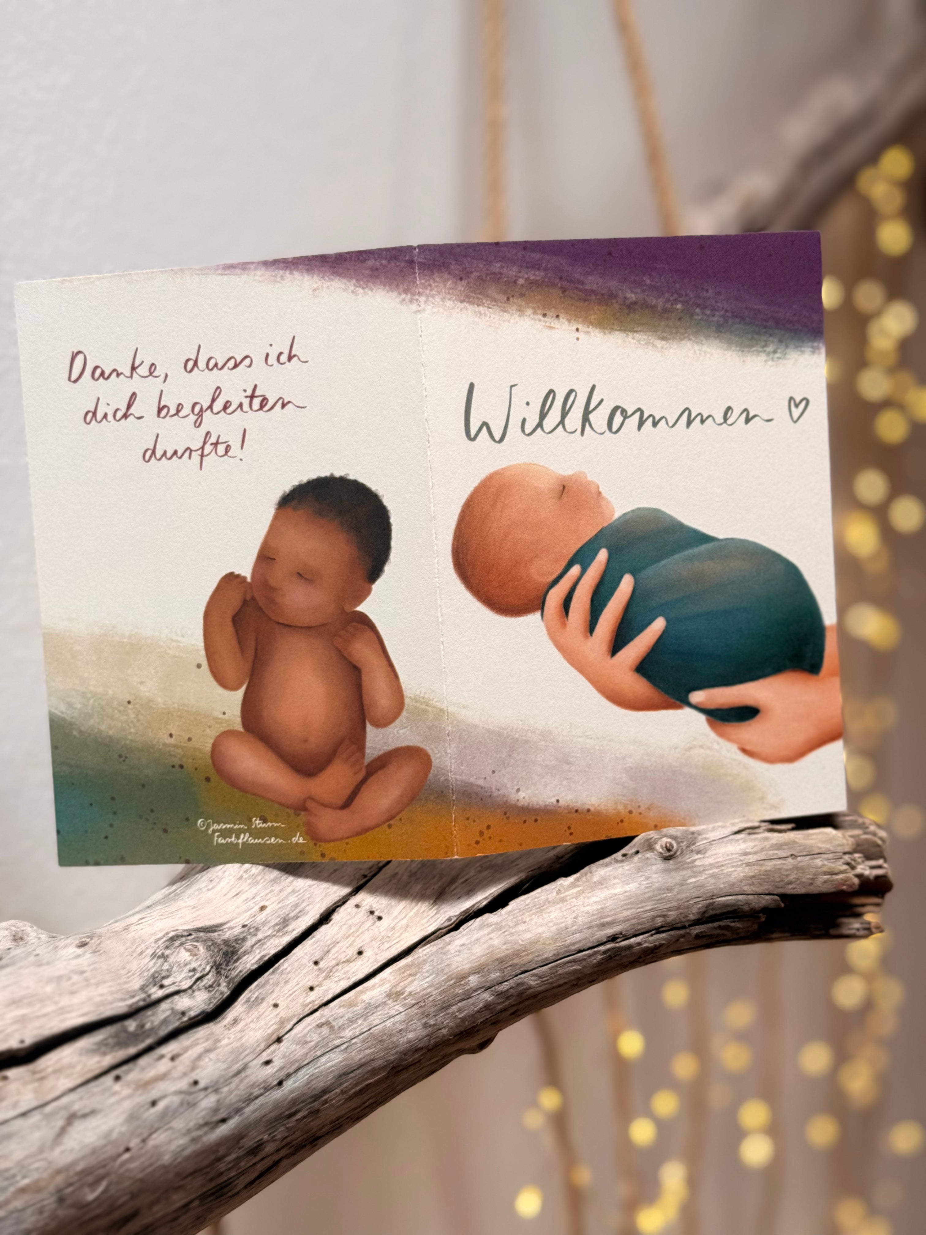Klappkarte „Wiegekarte“ | Für Hebammen und Familien im Wochenbett. Mit viel Platz für Geburtsdaten und Gewichtsentwicklung deines Babys.