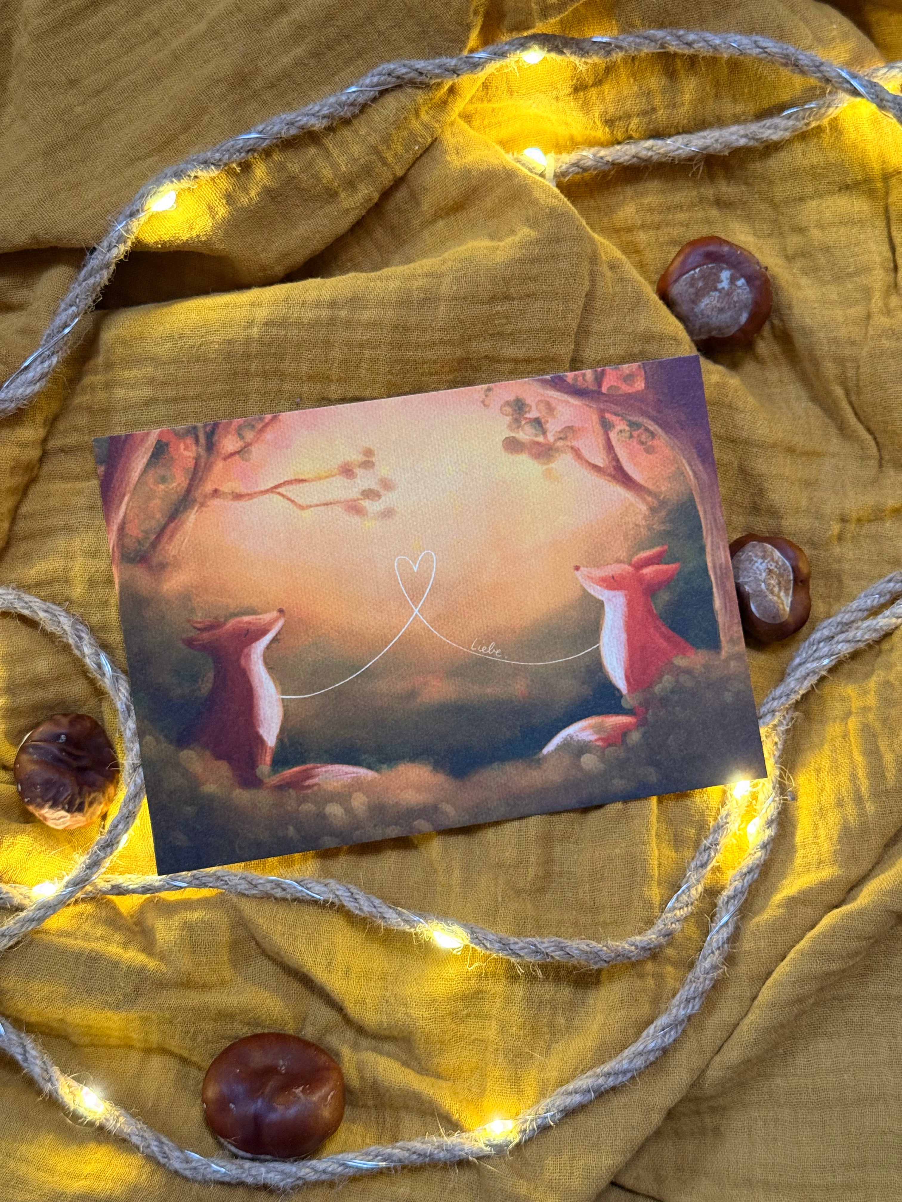 Postkarte „Liebe.“ | Eine Illustration über Verbundenheit, Zuhausegefühl und tiefstem „Wie schön ist das mit uns“.