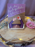 Postkarte „Ich übe Ambiguitätstoleranz“ | Eine Illustration und ein Text über eine besondere Unterhaltung.