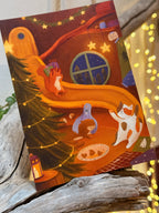 Postkarte "Weihnachten bei der Flausenbande" | Bo, Toni, Niki und Eli, viel Chaos und viel Liebe.