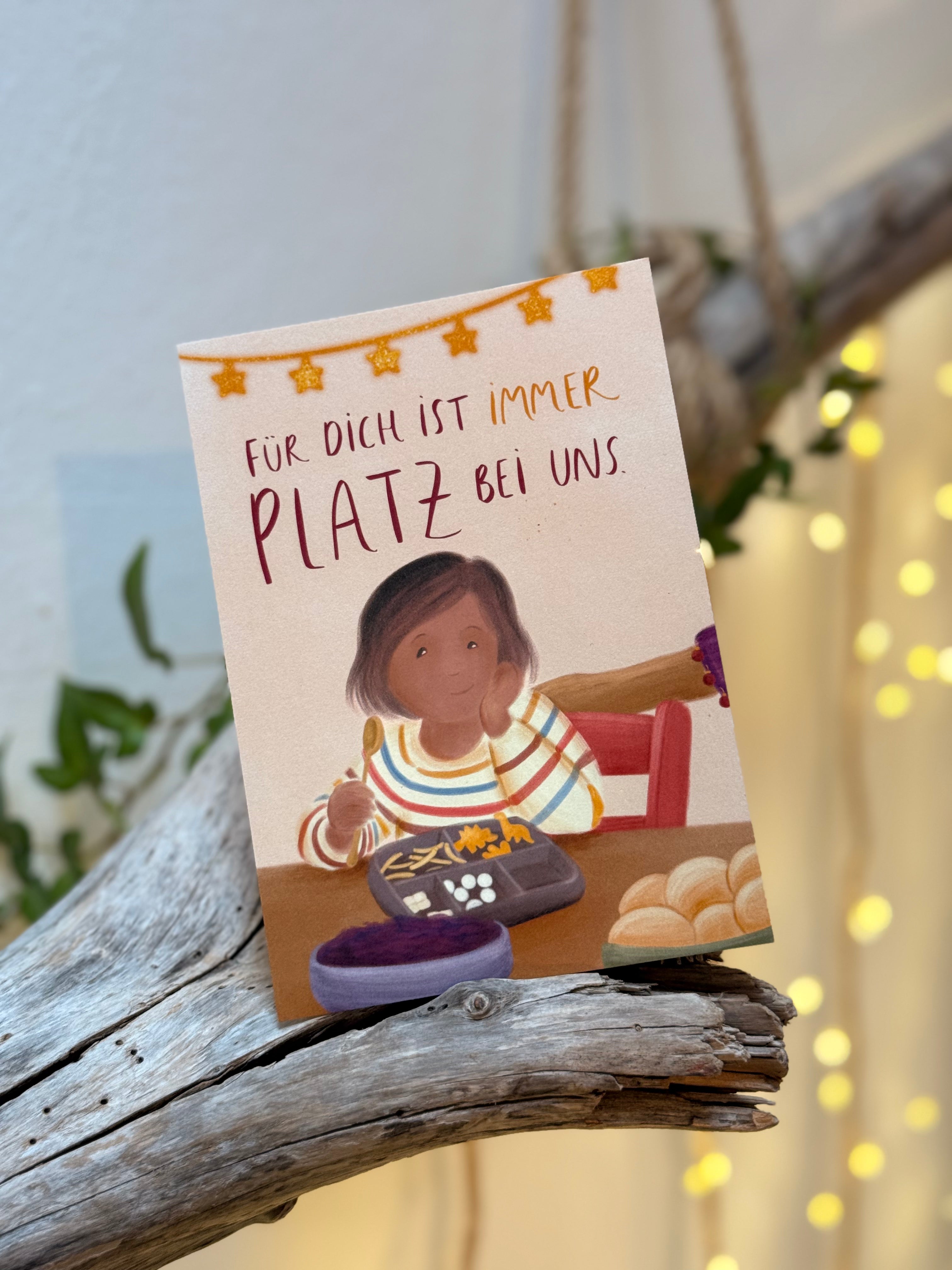 Postkarte "Für dich ist immer Platz bei uns" | Eine Weihnachtskarte für Familien mit autistischen Kindern und ihr Umfeld.