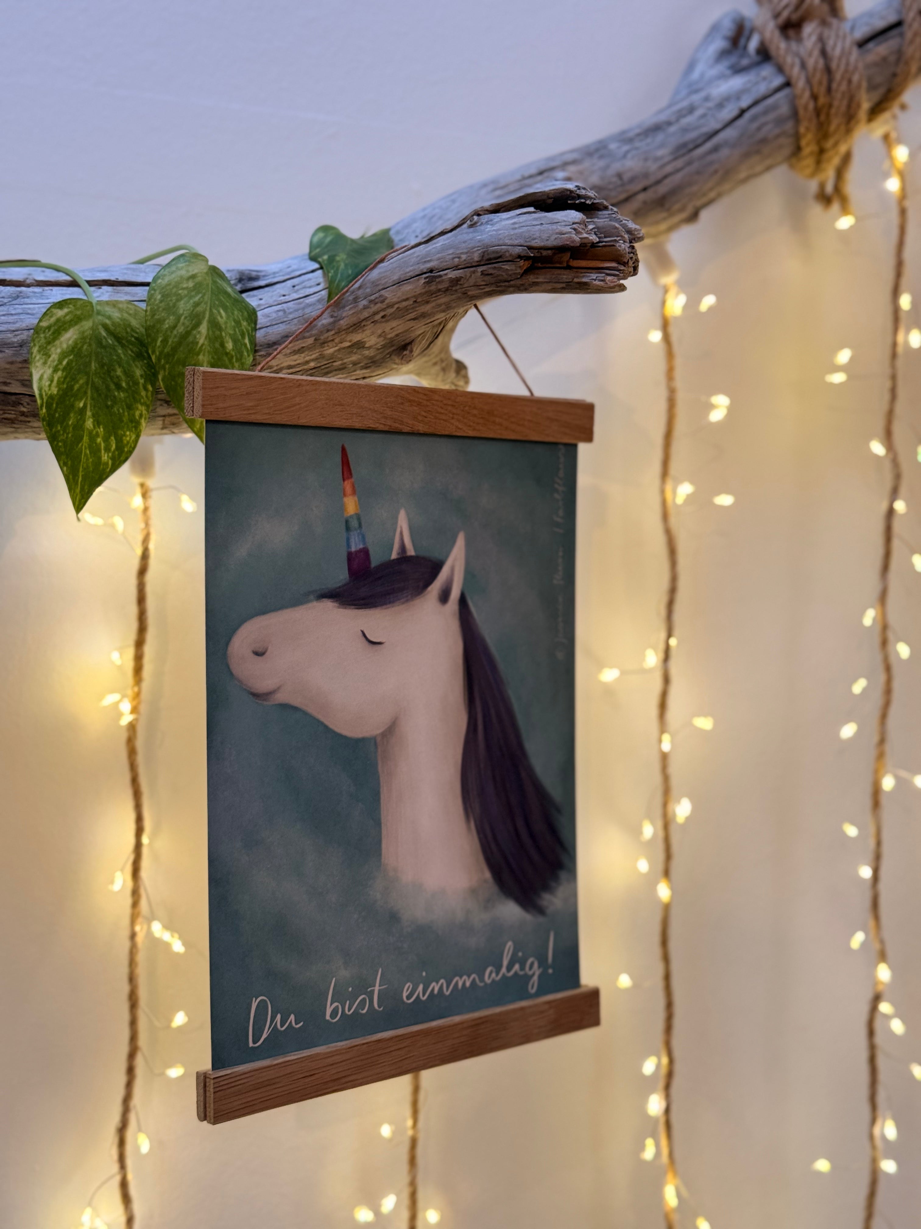 'Kunstdruck „Du bist einmalig“ | Ein Einhorn für Kinder, Erwachsene und alle, die hören sollen, dass sie einmalig sind.