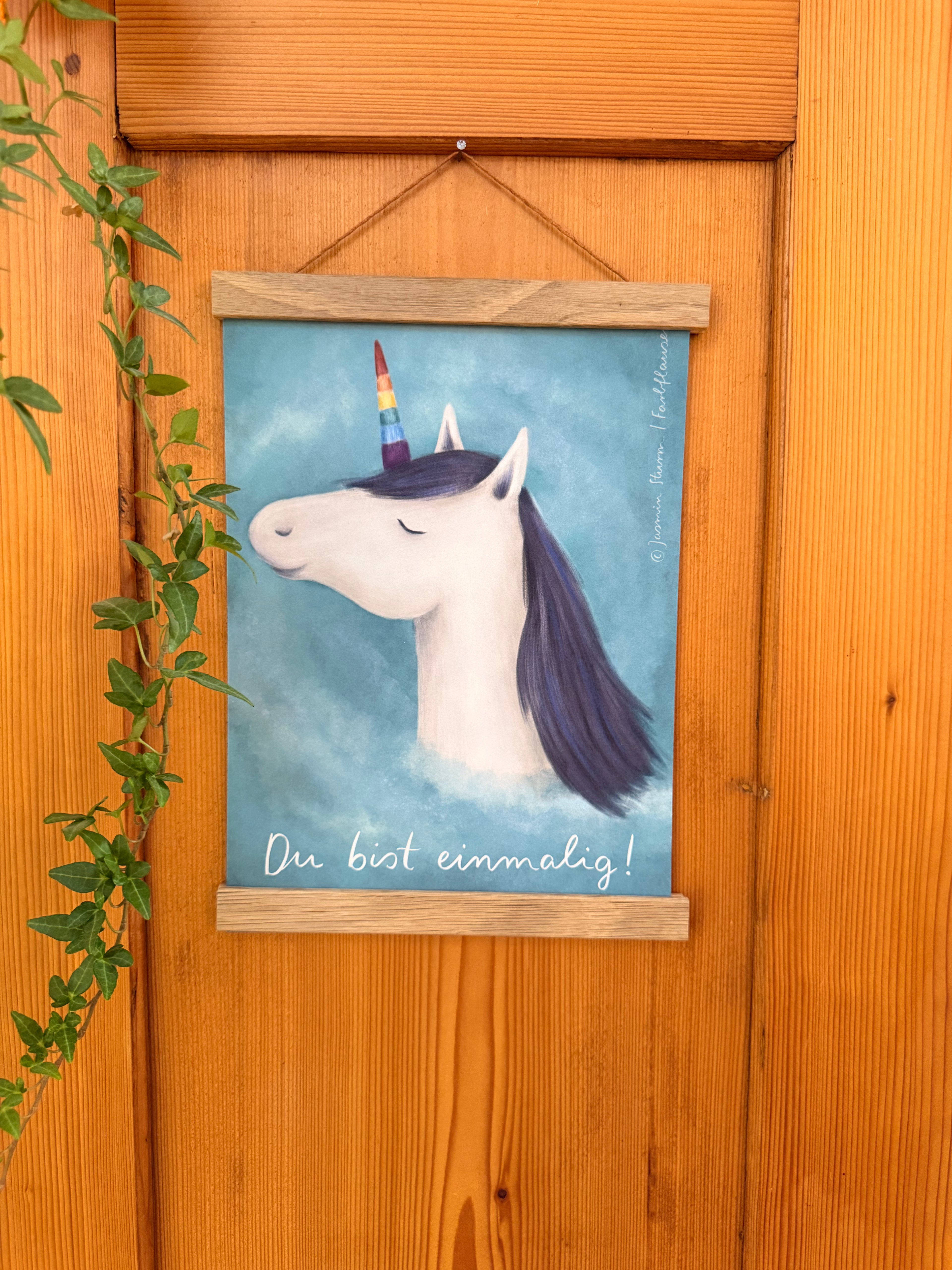 'Kunstdruck „Du bist einmalig“ | Ein Einhorn für Kinder, Erwachsene und alle, die hören sollen, dass sie einmalig sind.