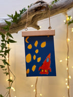 Postkarte „Raketenflug by Miniflause" | „Da ist sogar der Mond.“