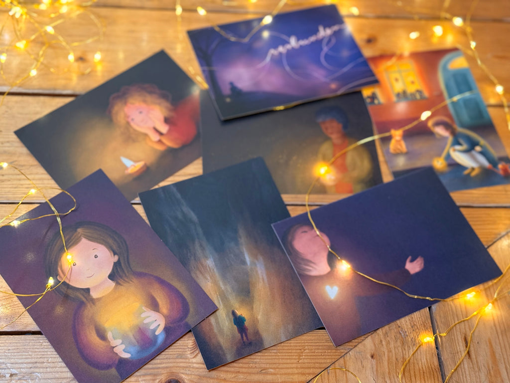 Postkartenset „Leuchtemotive“ | 7 Illustrationen über Licht im Dunklen