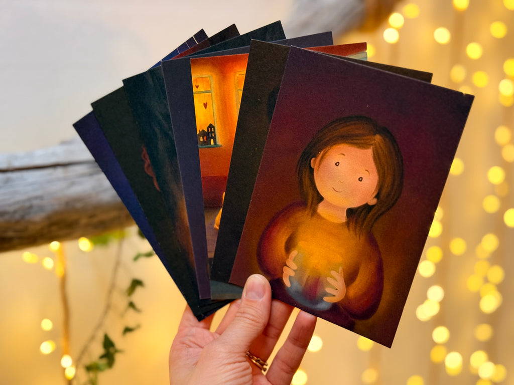 Postkartenset „Leuchtemotive“ | 7 Illustrationen über Licht im Dunklen