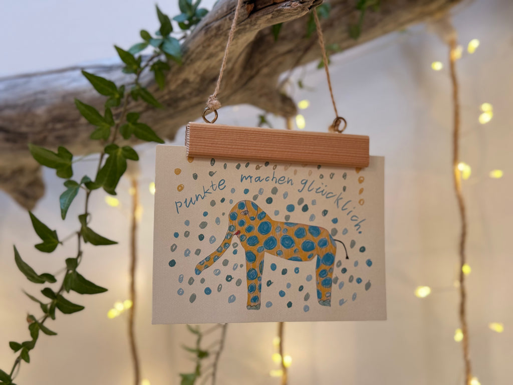 Postkarte "Punkte machen glücklich" | ein Elefant mit Punkten Punkten Punkten!