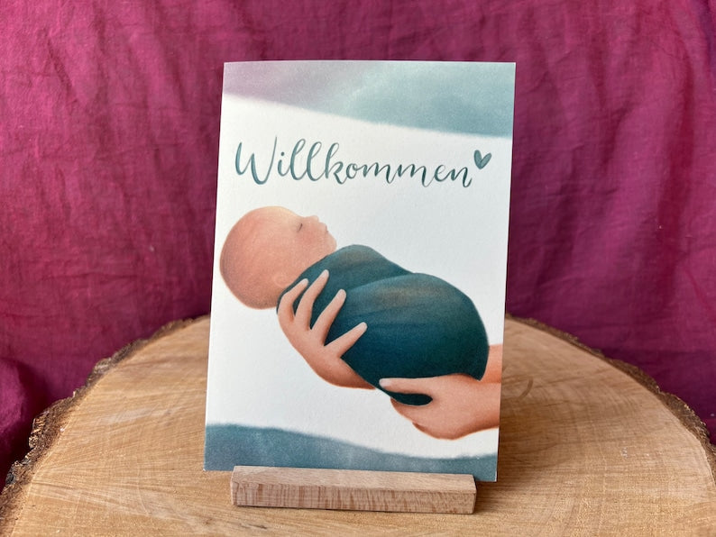 Klappkarte „Wiegekarte“ | Für Hebammen und Familien im Wochenbett. Mit viel Platz für Geburtsdaten und Gewichtsentwicklung deines Babys.