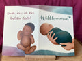 Klappkarte „Wiegekarte“ | Für Hebammen und Familien im Wochenbett. Mit viel Platz für Geburtsdaten und Gewichtsentwicklung deines Babys.
