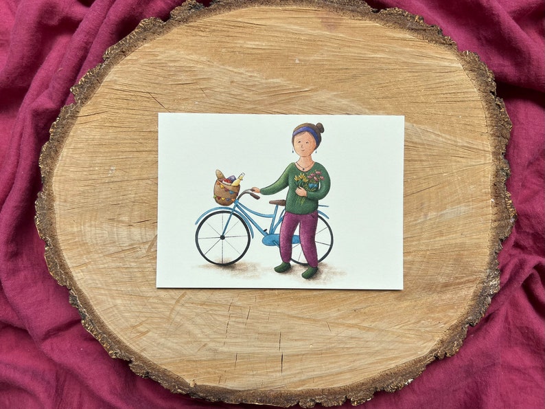 Postkarte Fahrradliebe | Ein Motiv, das dich zu Lebensfreude und Leichtigkeit einlädt - und auf ein Picknick.