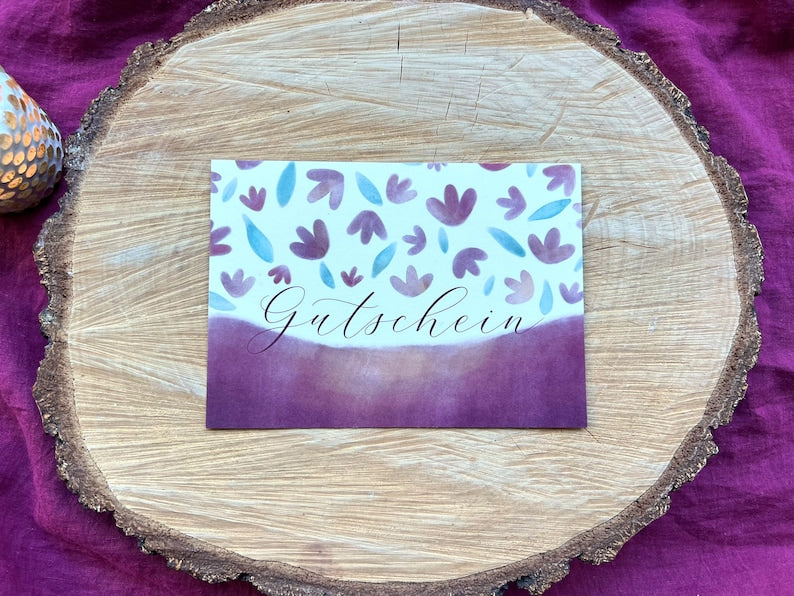 Postkarte "Gutschein" | Florale Karte für deine Gutscheine. Vorder- & Rückseite liebevoll illustriert mit Platz für deine Worte. Für Geburtstag und co!