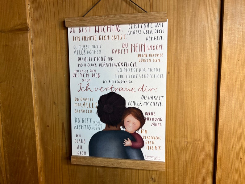 Kunstdruck "Botschaften für Kinder" | ein Kunstdruck mit 17 liebevollen Sätzen und einer warmen Illustration. Für alle, die mit Kindern zu tun haben.