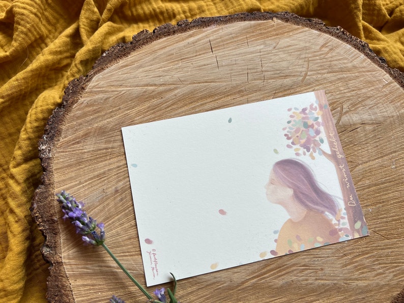 Postkarte "Botschaften für Dich 2" | eine Postkarte mit 16 liebevollen Sätzen und einer warmen Illustration. Ein Herzensmotiv!