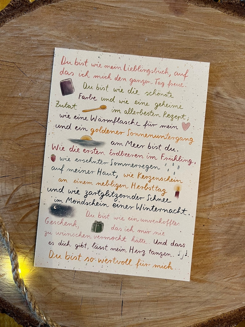 Postkarte "Du bist so wertvoll für mich" | Eine Postkarte mit 12 liebevollen Botschaften - für dich und alle, die dir wertvoll sind.