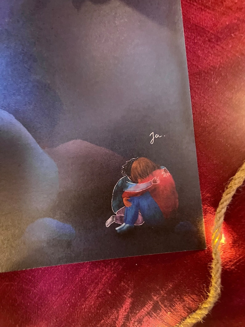 Kunstdruck  "Ich halte dich" | Eine Illustration über Aushalten und Gehaltensein, Trauer und Trost.