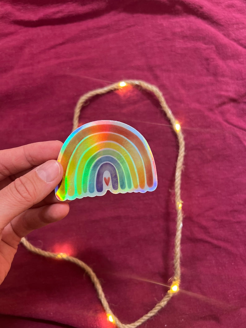Sticker „Regenbogen“ | Ein hochwertiger holographischer Sticker mit Regenbogeneffekt - zur Personalisierung von Handy, Fahrrad, Laptop usw.