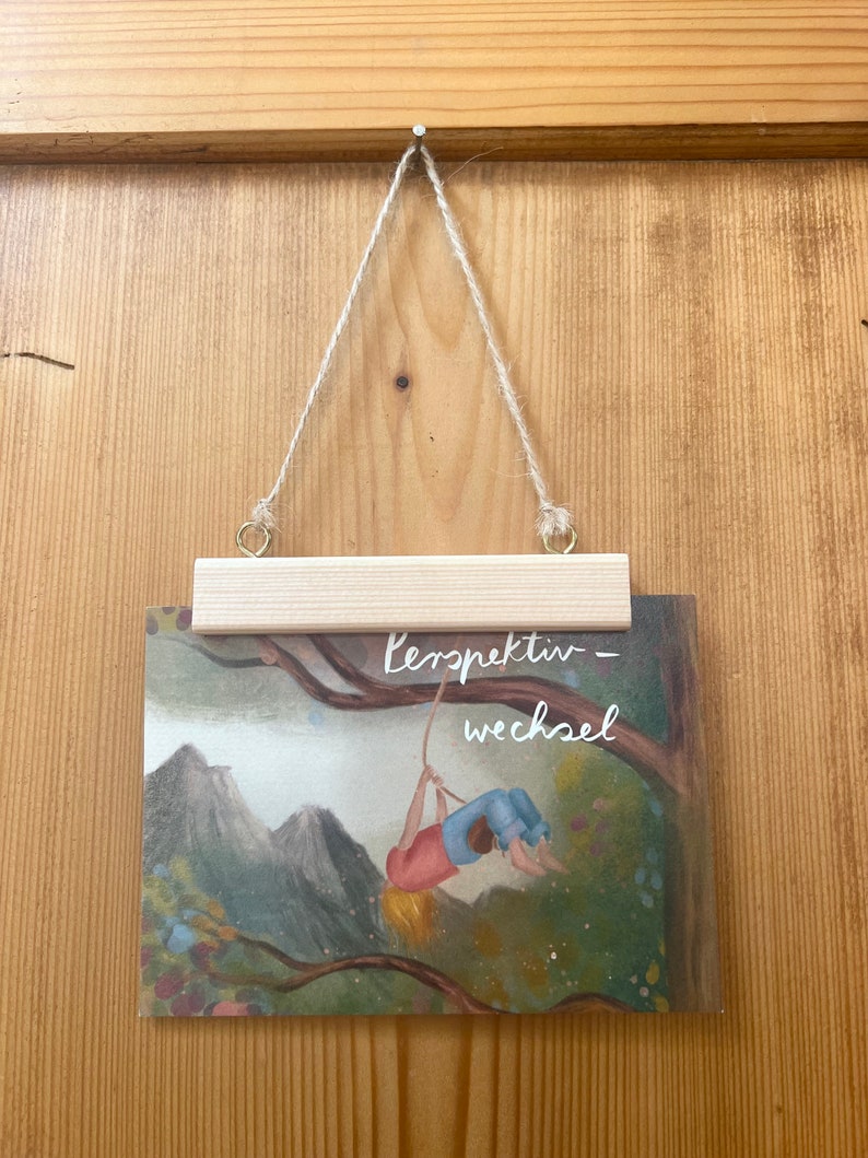 Postkarte „Perspektivwechsel“ | Baumbotschaften 7: Ein liebevoll illustriertes Affirmationsmotiv.