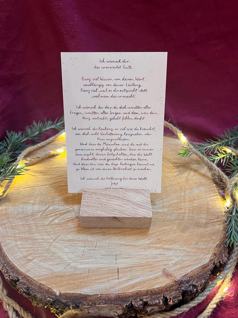 Postkarte „Ich wünsch dir Hoffnung für diese Welt“ | Eine Postkarte mit wunderschönen Wünschen zum Weihnachtsfest