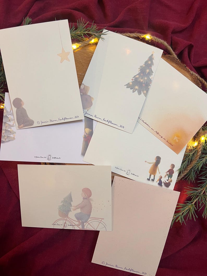 Postkartenset „Weihnachtsillustrationen“ | 7 besondere, liebevoll gemalte Motive zum Verschenken oder selbst Behalten und Aufstellen.