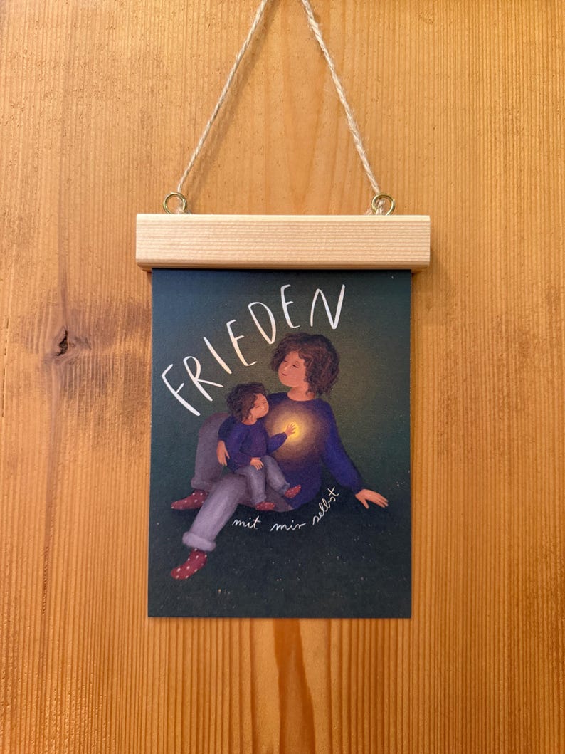 Postkarte „Frieden mit mir selbst“ | Eine Postkarte mit einer Illustration über innere Kinder und das, was zählt. Mein Jahresmotiv 2025.