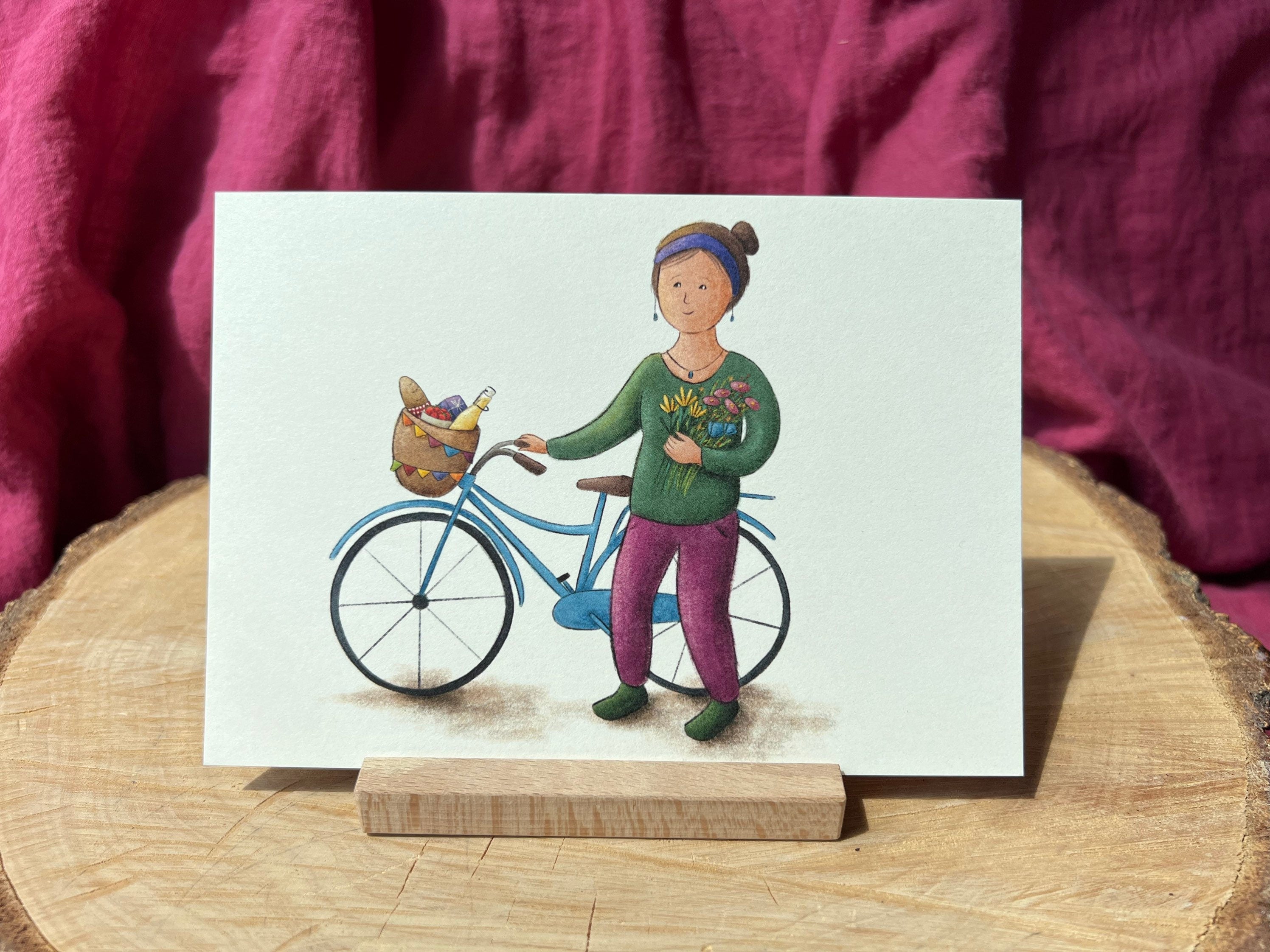 Postkarte Fahrradliebe | Ein Motiv, das dich zu Lebensfreude und Leichtigkeit einlädt - und auf ein Picknick.