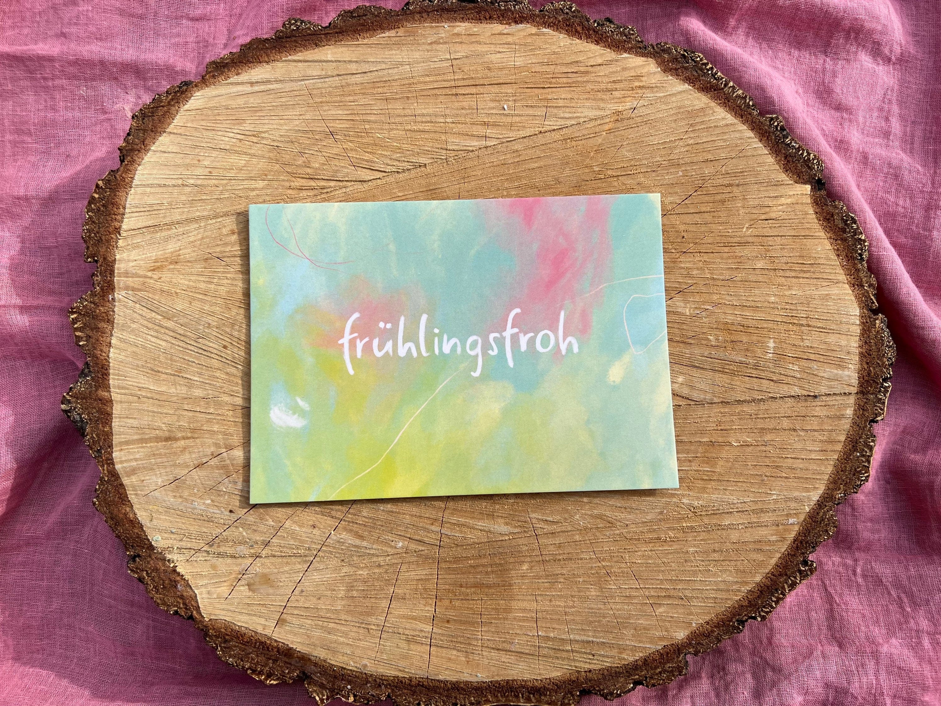 Postkarte „Frühlingsfroh“ | ein Motiv für alle Frühlingsliebende, das dich Sonne, Farbenpracht und Frühlingserwachen spüren lässt.