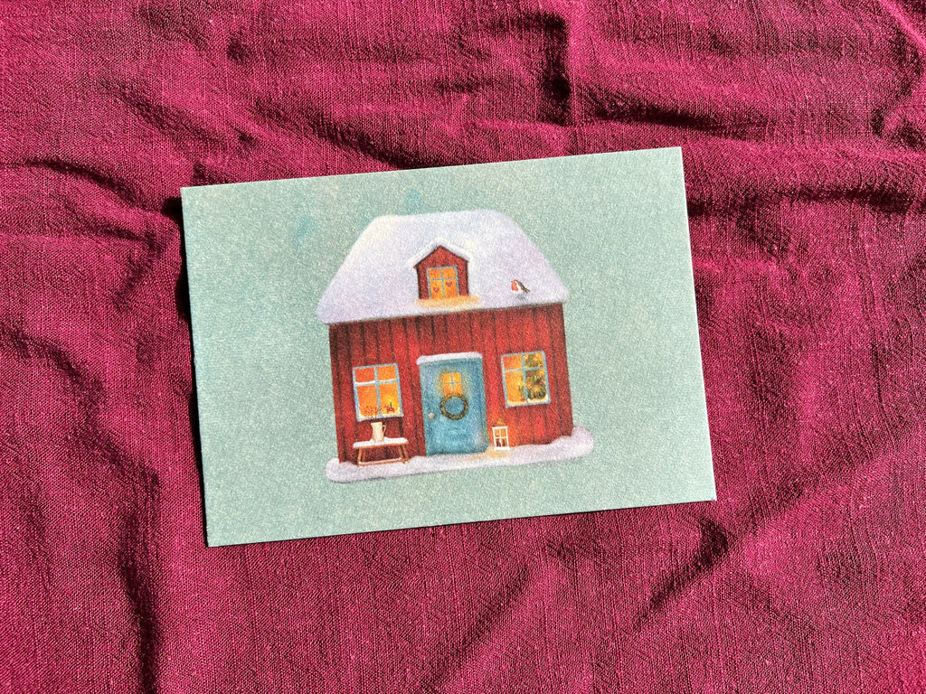 Postkarte "Weihnachtshaus" | Eine wunderschöne Illustration vom winterlichen Ruheort.