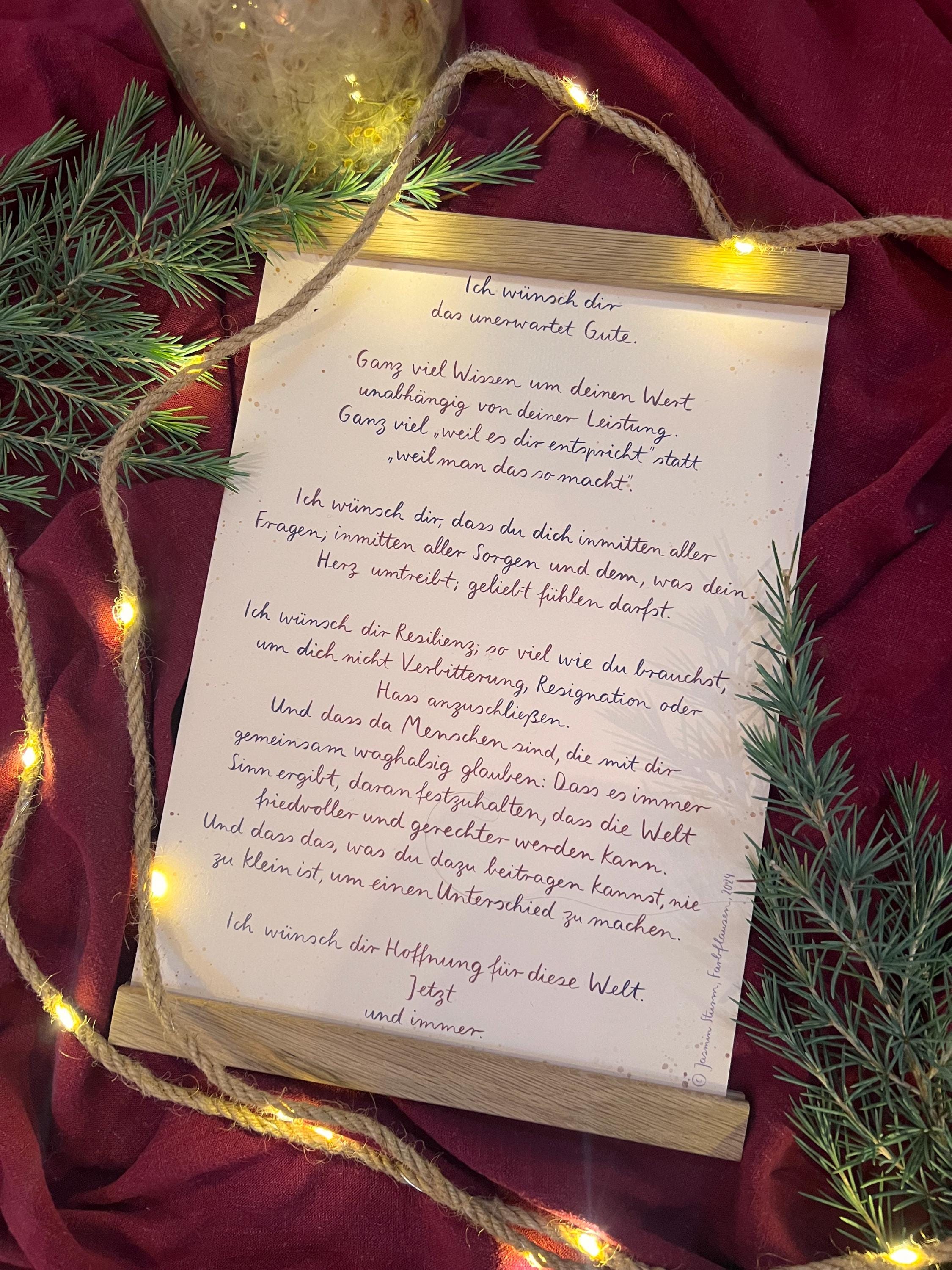 Kunstdruck „Ich wünsch dir Hoffnung für diese Welt“ | Ein Kunstdruck mit wunderschönen Wünschen zum Weihnachtsfest und für alle anderen Tage.