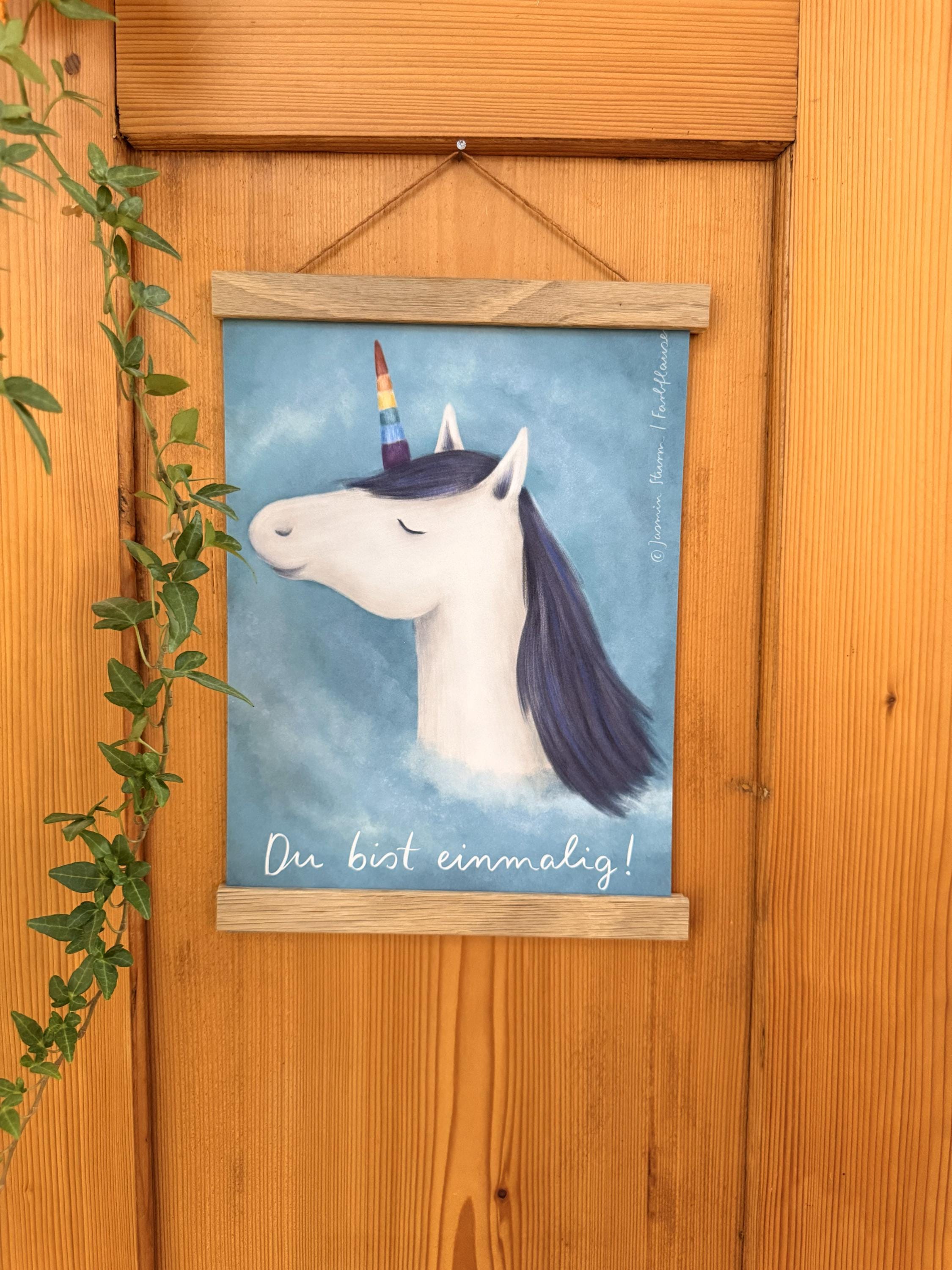 'Kunstdruck „Du bist einmalig“ | Ein Einhorn für Kinder, Erwachsene und alle, die hören sollen, dass sie einmalig sind.
